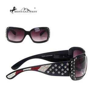 Sparkling American Flag Sunglasses in Black